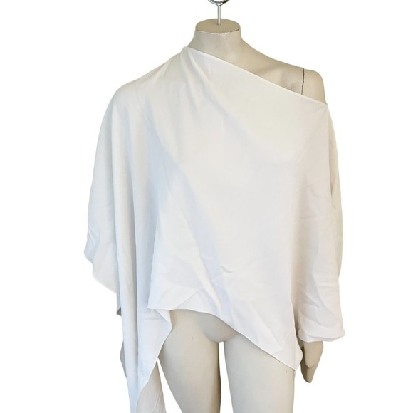 Zara White Asymmetrical Blouse with Flowing Design - Picture 6 of 13